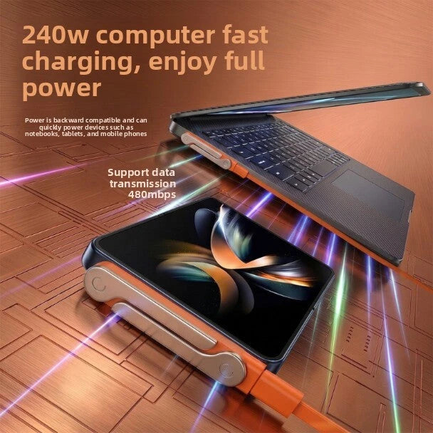 240w USB-C Cable with Collapsible Detachable Phone Stand