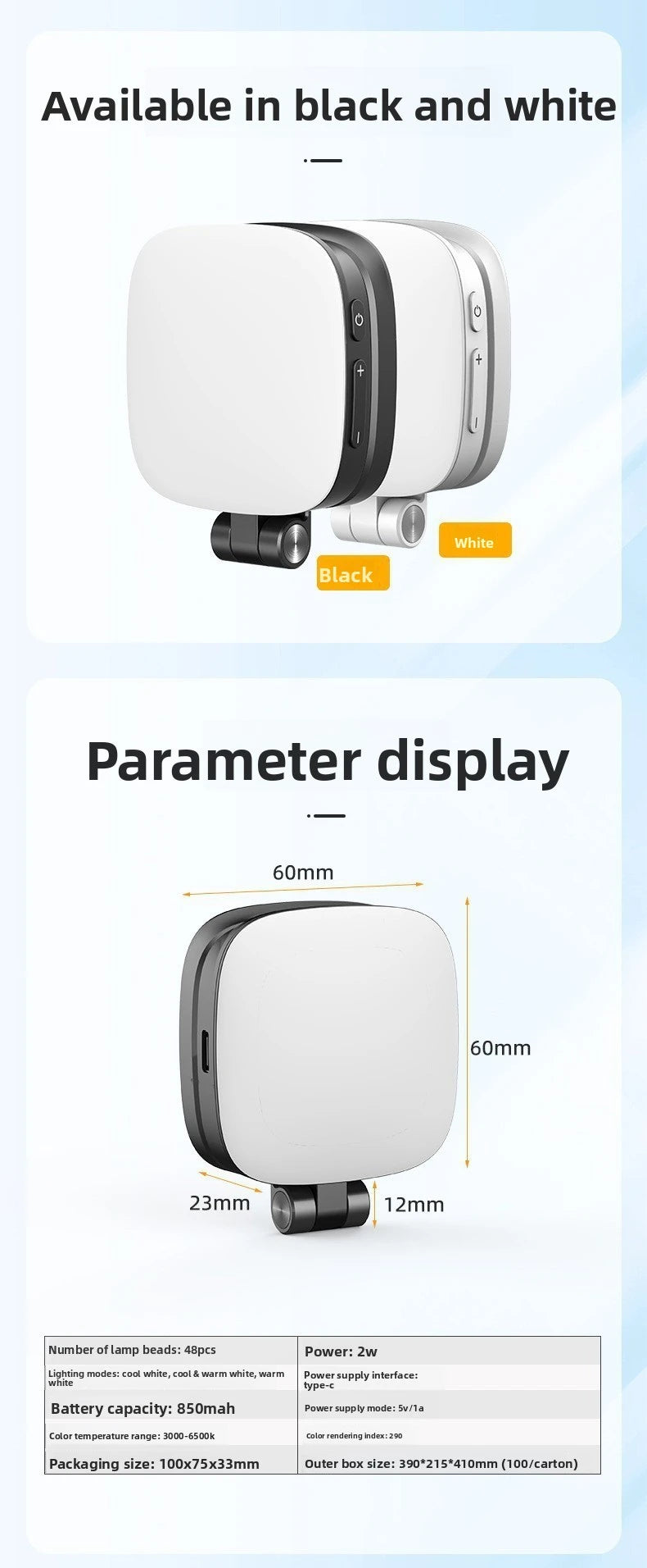 MagSafe Magnetic LED Fill Light & Makeup Mirror for Smartphones
