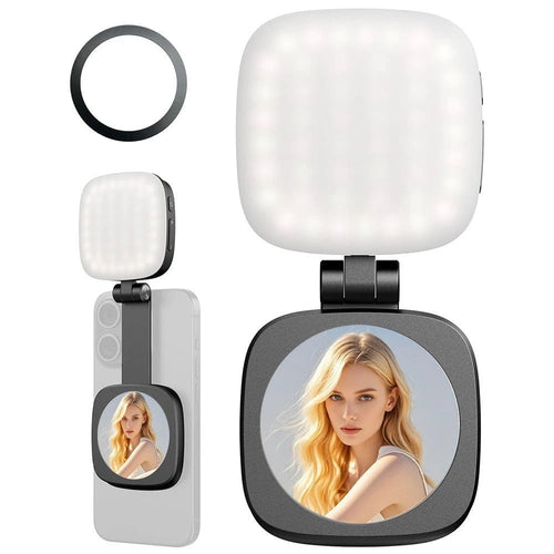 MagSafe Magnetic LED Fill Light & Makeup Mirror for Smartphones