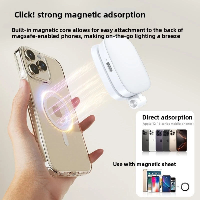 MagSafe Magnetic LED Fill Light & Makeup Mirror for Smartphones
