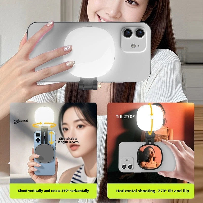 MagSafe Magnetic LED Fill Light & Makeup Mirror for Smartphones